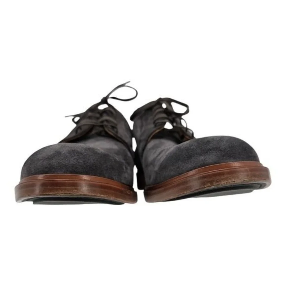 Vince Mens 10.5 Boerum Suede Graphite Grey Almond Toe Tie Dress Shoes